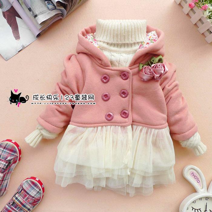 free shipping 2012 autumn children's clothing female child flower yarn sweep trench style outerwear baby outerwear