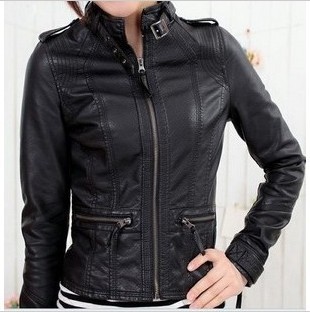 free shipping 2012 autumn fashion epaulette PU clothing female short design jacket outerwear