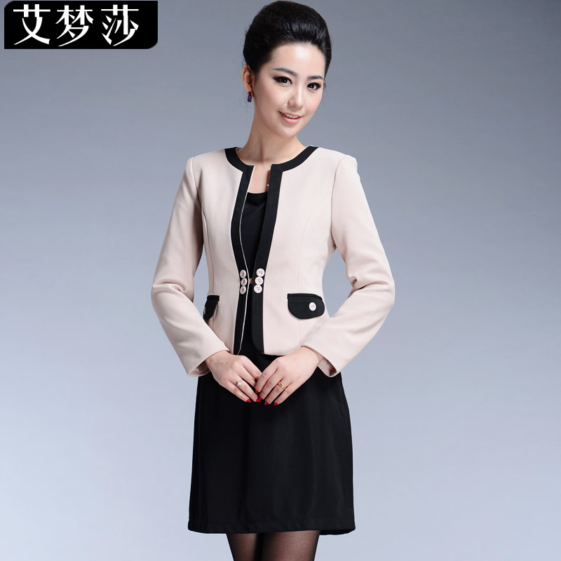Free Shipping 2012 autumn fashion long-sleeve work wear set one-piece dress set work wear suit female