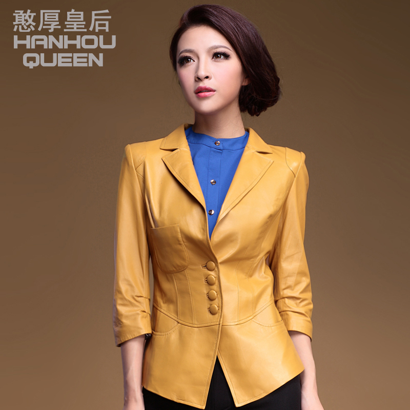 free shipping  2012 autumn fashion sheepskin genuine leather clothing female regular style slim outerwear