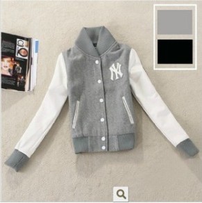 free shipping 2012 autumn fashion slim patchwork leather woolen short design baseball uniform coat female