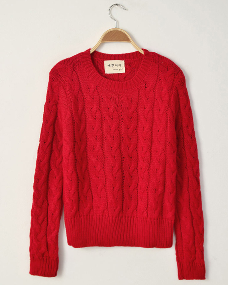 Free Shipping 2012 autumn fashion vintage thick coarse twist o-neck pullover sweater female 5 wholesale