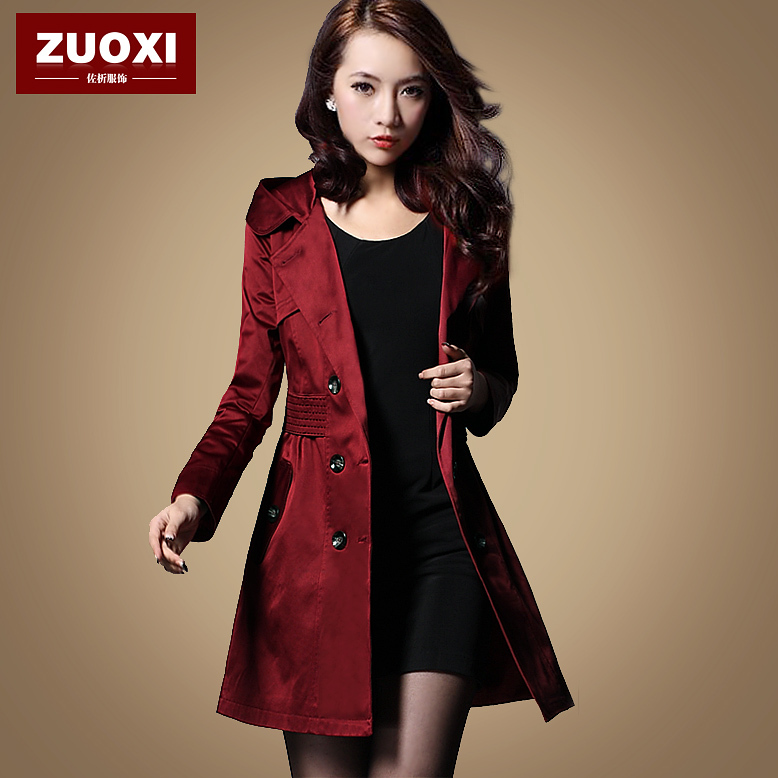 Free Shipping! 2012 Autumn Fashion Women's Elegant Trench Female Outerwear Slim Plus Size S-3XL,Black,Wine Red B06749#