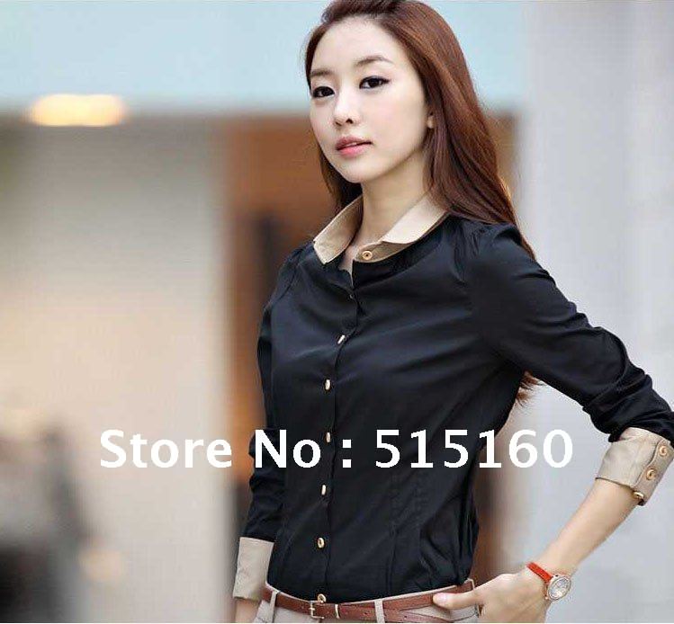 free shipping 2012 Autumn Korea Womens OL  full Sleeve  Turn-down collar Blouses for women, ladies shirt