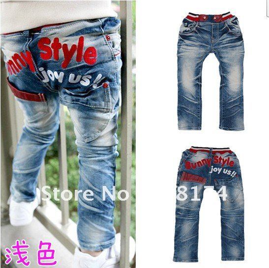 FREE SHIPPING 2012 Autumn Korean version of the new pants personality pockets Boys pants Girls baby jeans