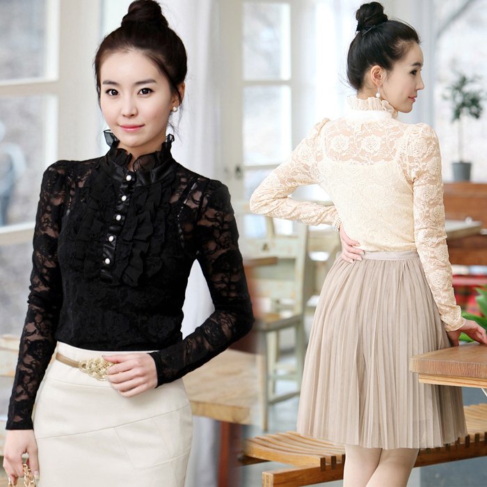 Free shipping 2012 autumn lace shirt twinset slim lace top vest