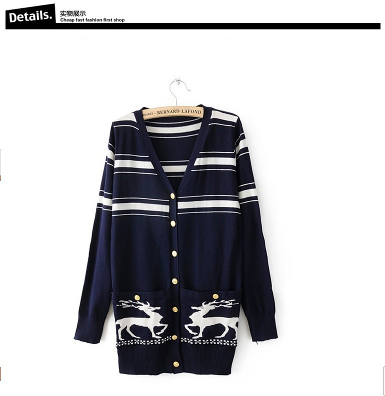 Free shipping 2012 autumn ladies fashion deer pattern cardigan