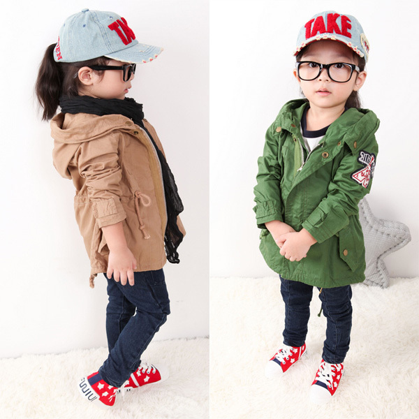 Free shipping! 2012 autumn male child female child casual clothes badge outerwear medium-long trench