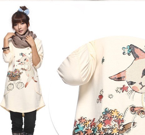 Free   shipping 2012 autumn maternity clothing fashion maternity top new arrival print loose maternity long-sleeve T-shirt