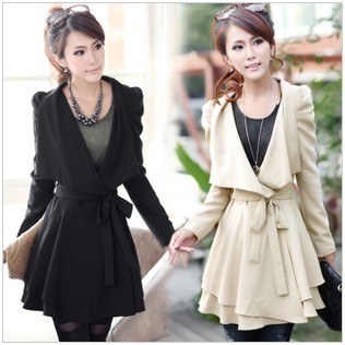 Free Shipping 2012 autumn medium-long slim overcoat women's trench ol fashion elegant outerwear thin type (not very thick)