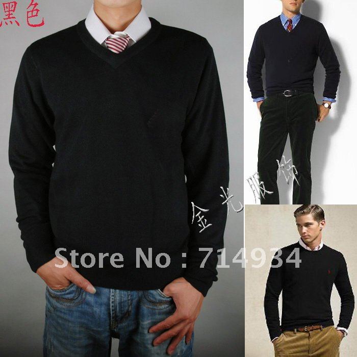 Free shipping 2012 Autumn Men's V-neck sweater + wholesale and retail