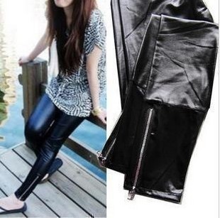 Free shipping 2012 autumn new arrival faux leather matte zipper legging female fashion faux leather pants