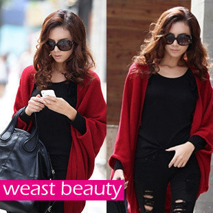Free shipping 2012 autumn new arrival plus size women fashion leisure cardigan medium-long cape outerwear sweater wholesale