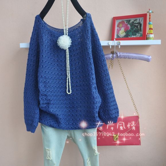 free shipping 2012 autumn new arrival vivi pineapple lantern sleeve o-neck loose pullover sweater outerwear female