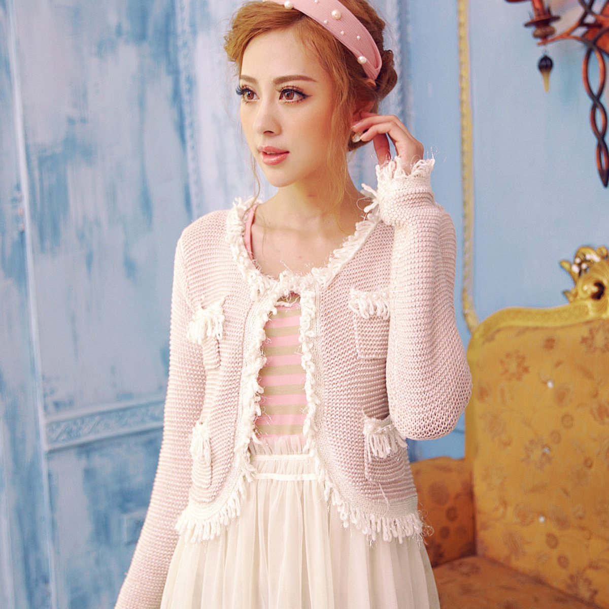free shipping 2012 autumn new arrival women's small slim wool knitted cardigan outerwear