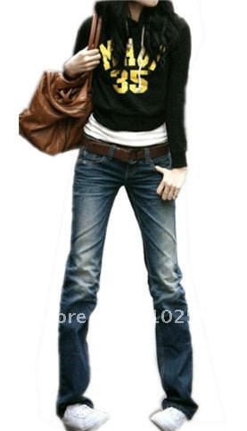 free shipping 2012 autumn new fashion design women long denim pants trousers slim retro finishing straight jeans plus size 025