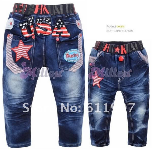 Free shipping 2012 Autumn new High quality children/kids pants ,fashion trends personality cartoon stars baby boys girls jeans