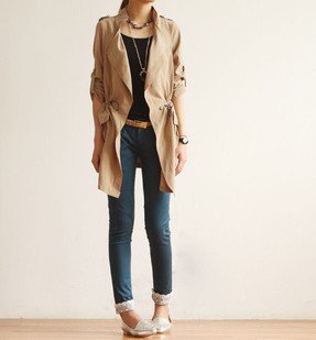 Free shipping 2012 Autumn new Slim elastic waist women windbreaker fall jacket b094 of