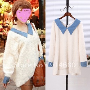 Free shipping!2012 Autumn New Style  loose Wonmen's sweater  Beige color Free size