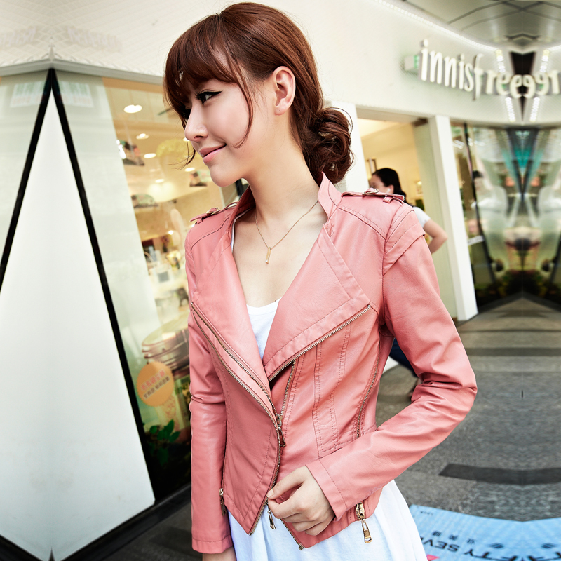 free shipping 2012 autumn outerwear short design slim leather clothing female stand collar PU small leather clothing 21g3667