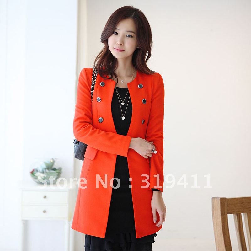 Free shipping 2012 autumn outerwear slim trench female medium-long double-breasted o-neck women's coat