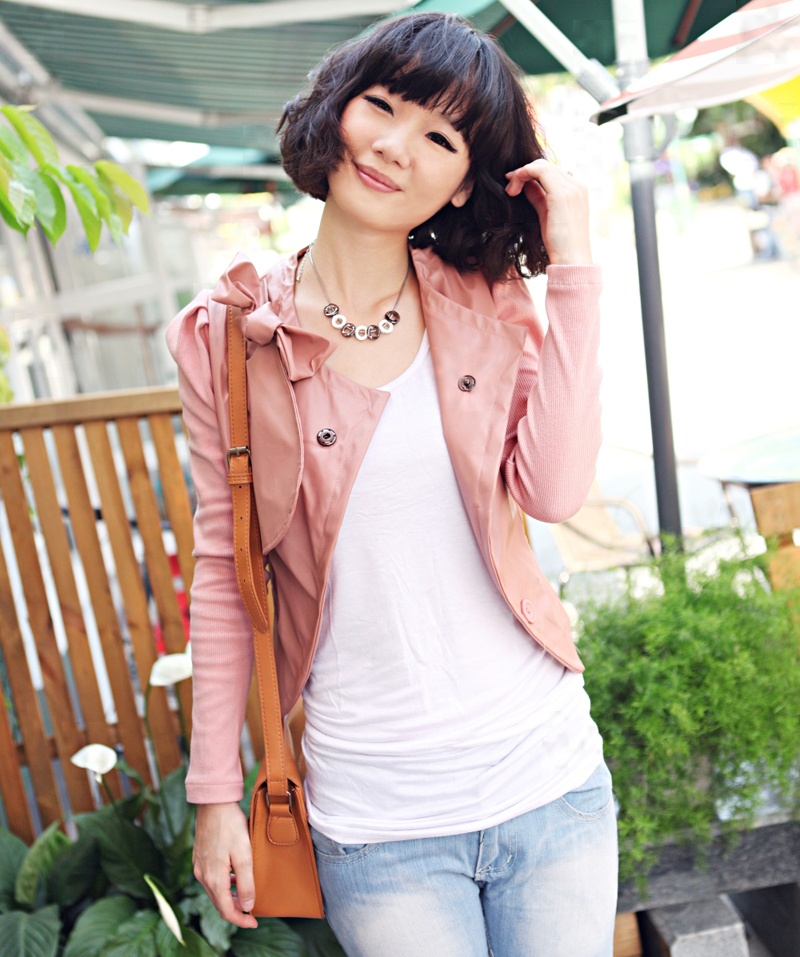 free shipping 2012 autumn outerwear sweet fashion women's short design slim water washed leather jacket o-neck outerwear