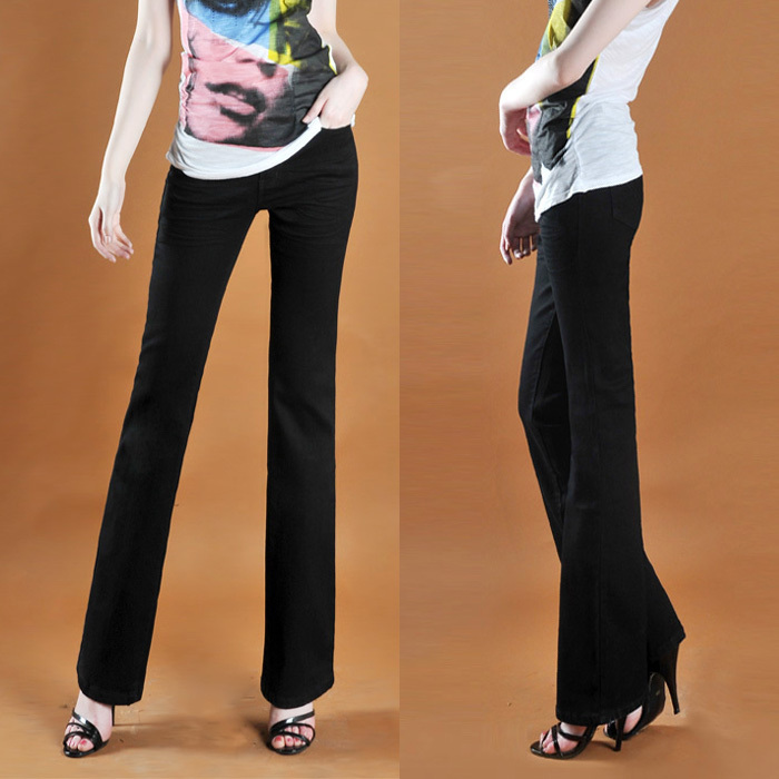 Free shipping 2012 autumn slim bell-bottom jeans female mid waist jeans speaker 78066