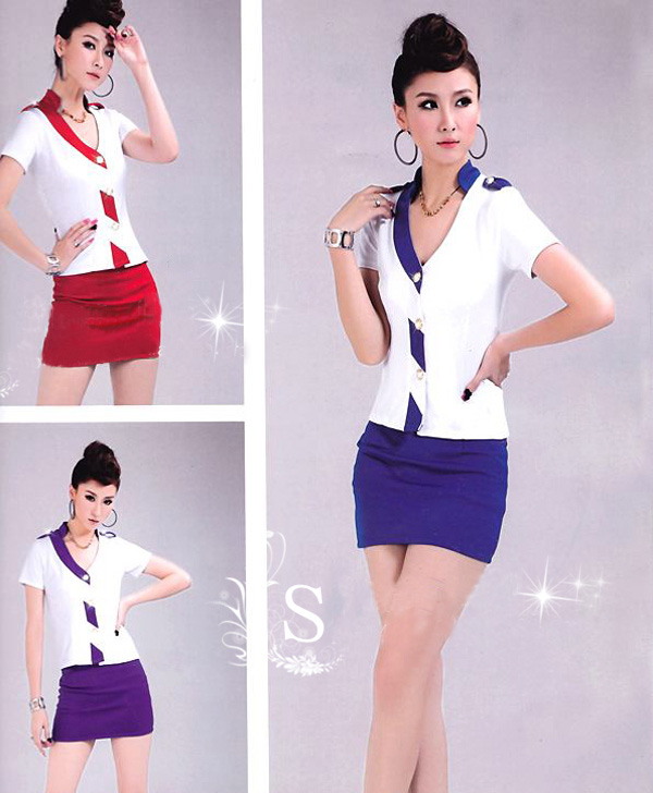 Free shipping 2012 autumn stewardess clothing stewardess uniforms work wear summer female work uniforms