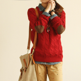Free  shipping, 2012 autumn vintage applique coarse bar o-neck twisted sweater female