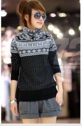 Free shipping 2012 Autumn/winter all-match dot snowflake turtleneck slim long-sleeve sweaters women 713XIAOFANG