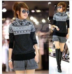 Free shipping 2012 Autumn/winter all-match dot snowflake turtleneck slim long-sleeve sweaters women's