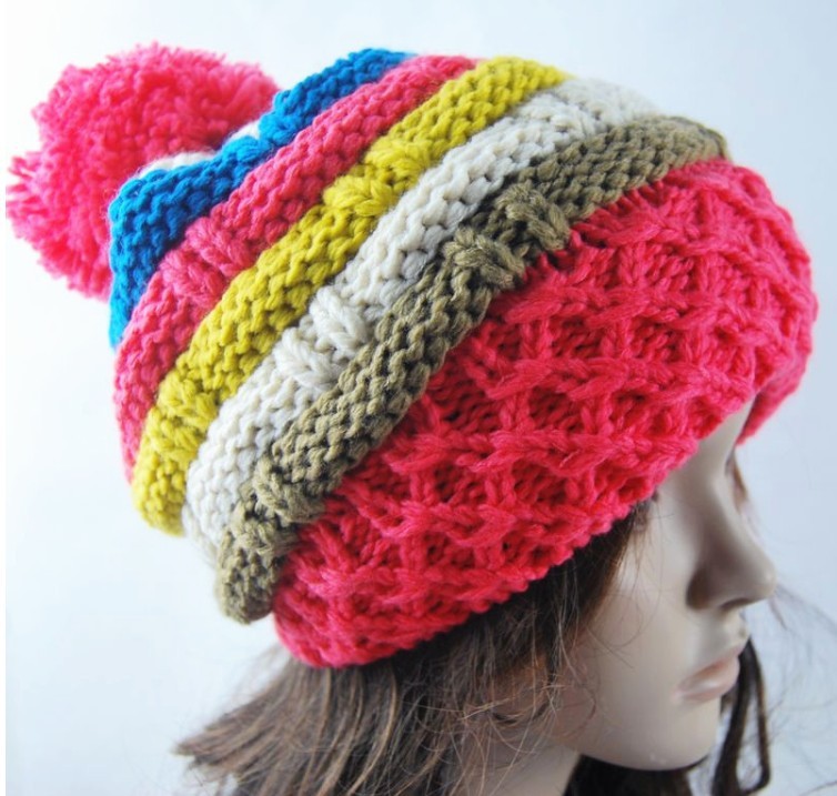Free Shipping 2012 Autumn Winter Knitting Wool Hat for Women Caps warm Knitted Hats Caps, Color matching hat
