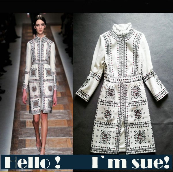Free shipping 2012 autumn winter lady fashion wool warm embroidery Celebrity stars Catwalks nice to have dress