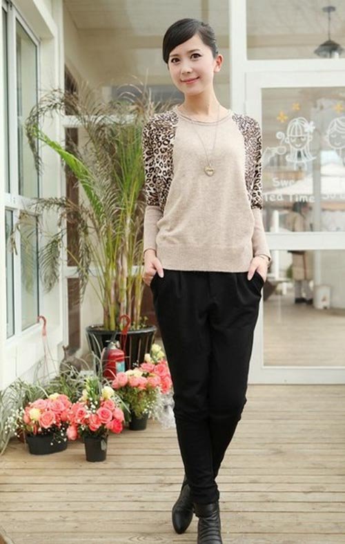 Free Shipping 2012 Autumn Winter Leopard Long Sleeve Seven Color Sweater