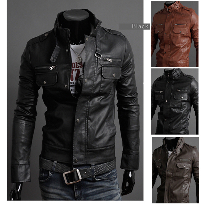 Free shipping 2012 Autumn&winter mens Fashion News style slim leather jackets leisure locomotive leather coats WHOLESALE