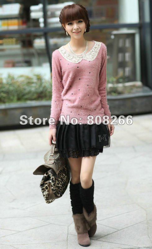 free shipping 2012 autumn winter new fashion knitted sweater for women sequin 6 colors