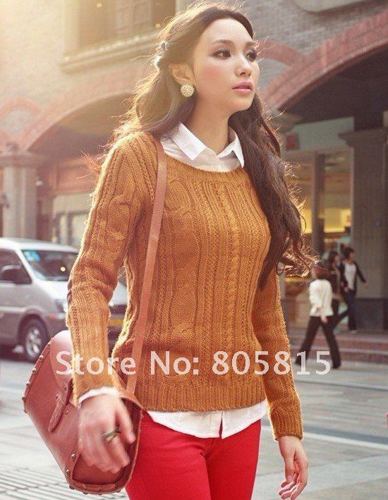Free Shipping 2012 Autumn&Winter Women knitted sweater coat,Elbow patches Cannabis retro sweater Yellow Red Blue