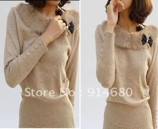 Free shipping!2012 Autumn Winters Pullover True rabbit hair Large Size Ladies knitted sweater Free size Seven colors