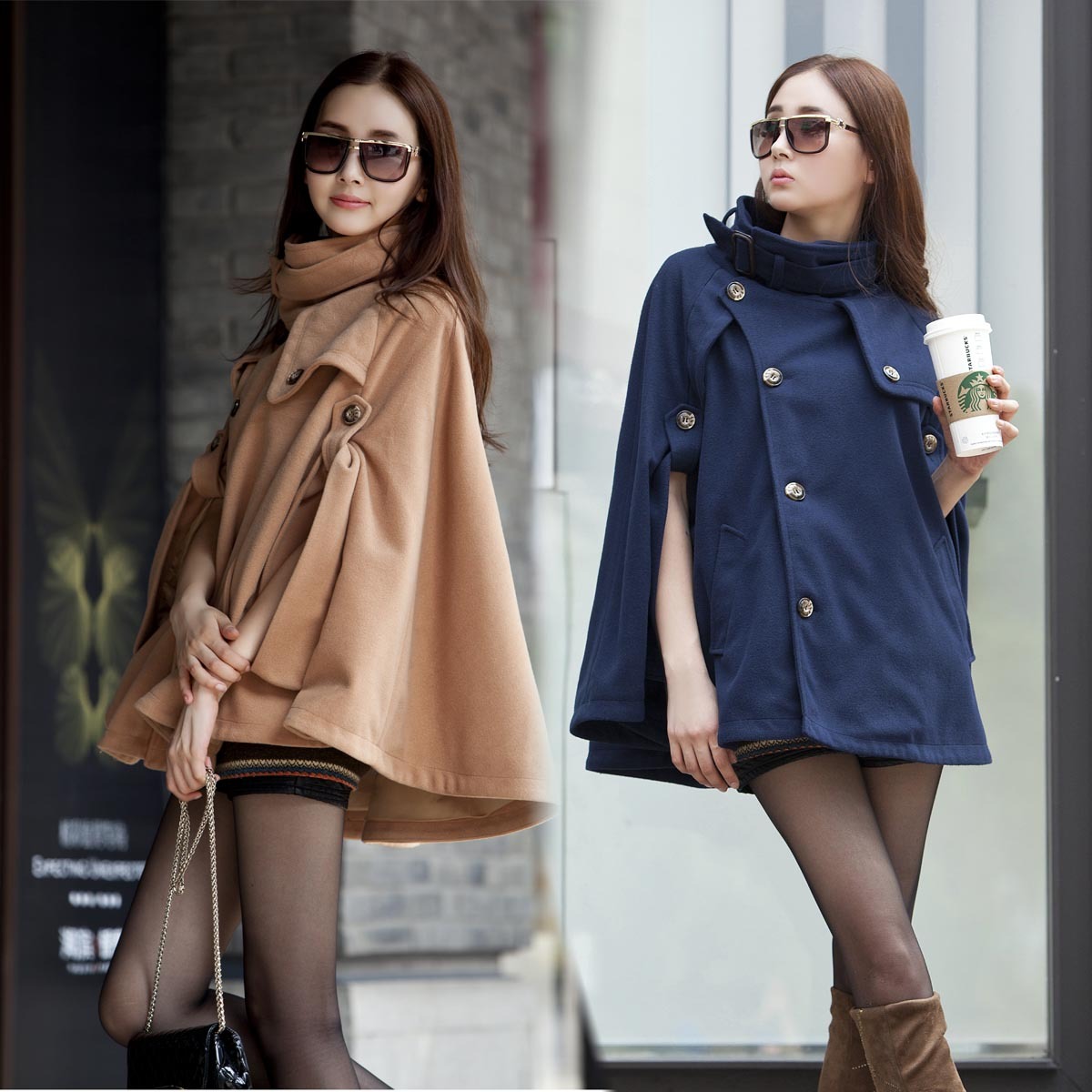 Free Shipping! 2012 autumn women's batwing sleeve cloak cape outerwear wool coat autumn and winter female medium-long