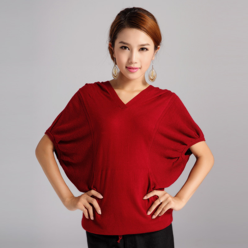 FREE SHIPPING 2012 autumn women's lucky red short-sleeve slim knitted sweater