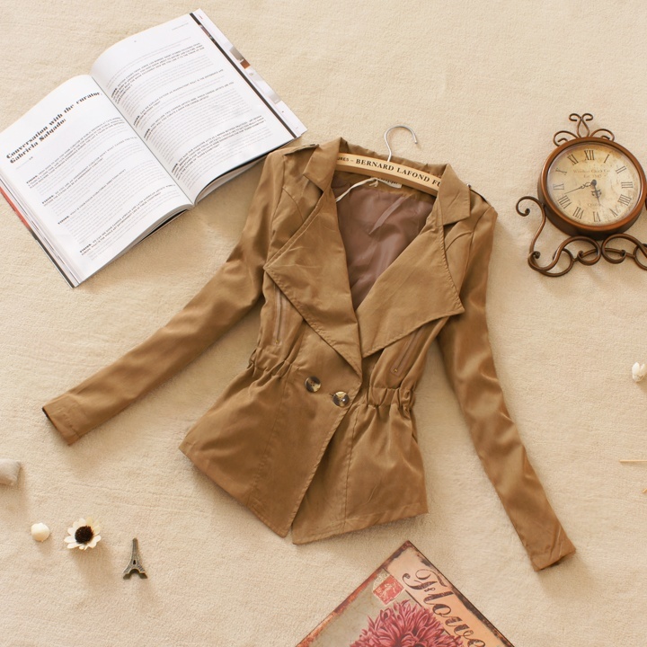 free shipping 2012 autumn women's outerwear elastic waist vintage epaulette slim waist short design small trench
