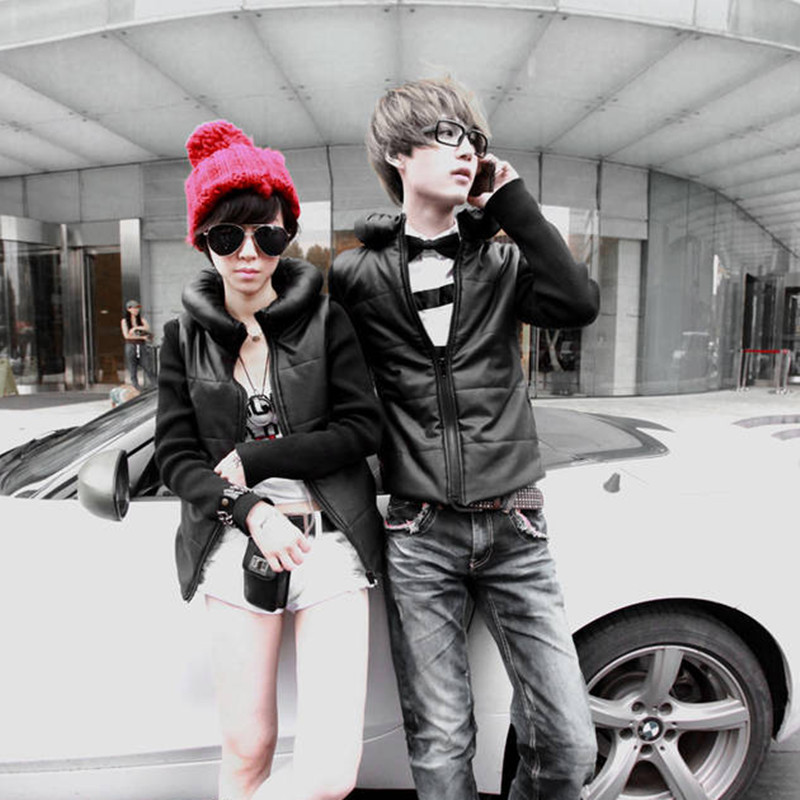 Free shipping 2012 autumn women's personalized pillow plus cotton slim lovers leather clothing outerwear male