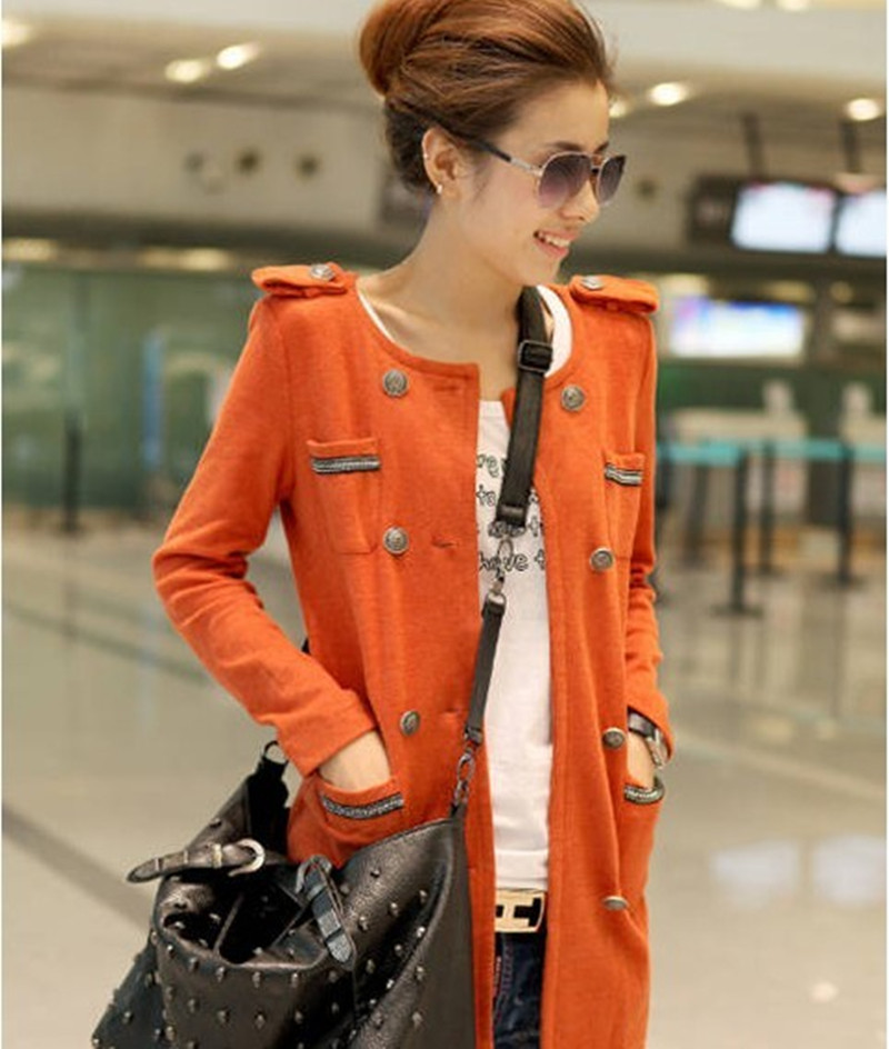 Free shipping 2012 Autumn  Women's Plus size Casual Slim Double Breasted Long Design Trench Outerwear