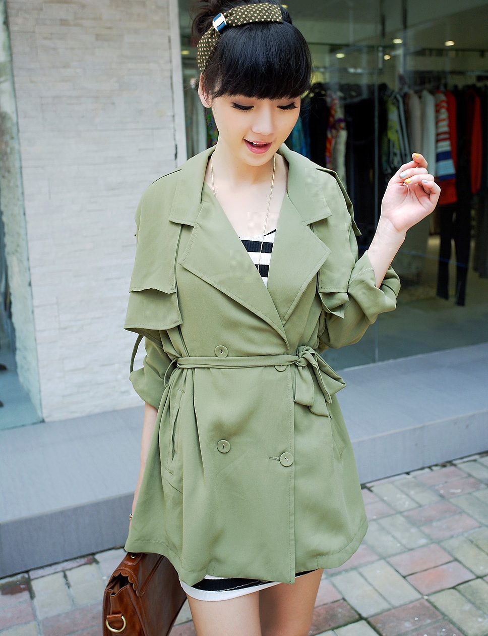 free shipping 2012 autumn women's plus size green long-sleeve medium-long casual slim outerwear trench
