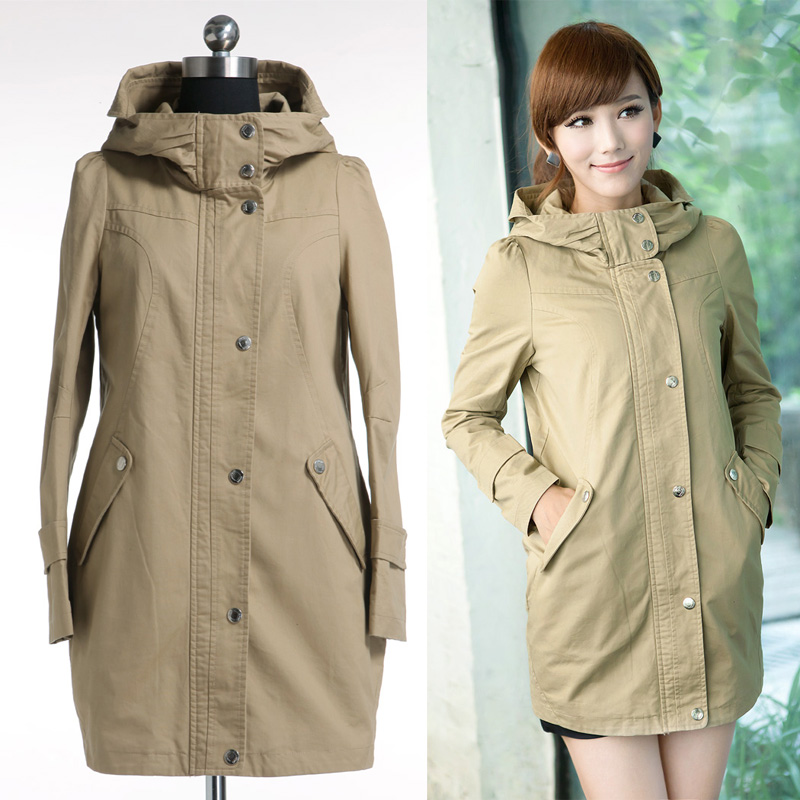 free shipping 2012 autumn women's plus size long-sleeve medium-long casual clothing outerwear spring and autumn slim Army Green