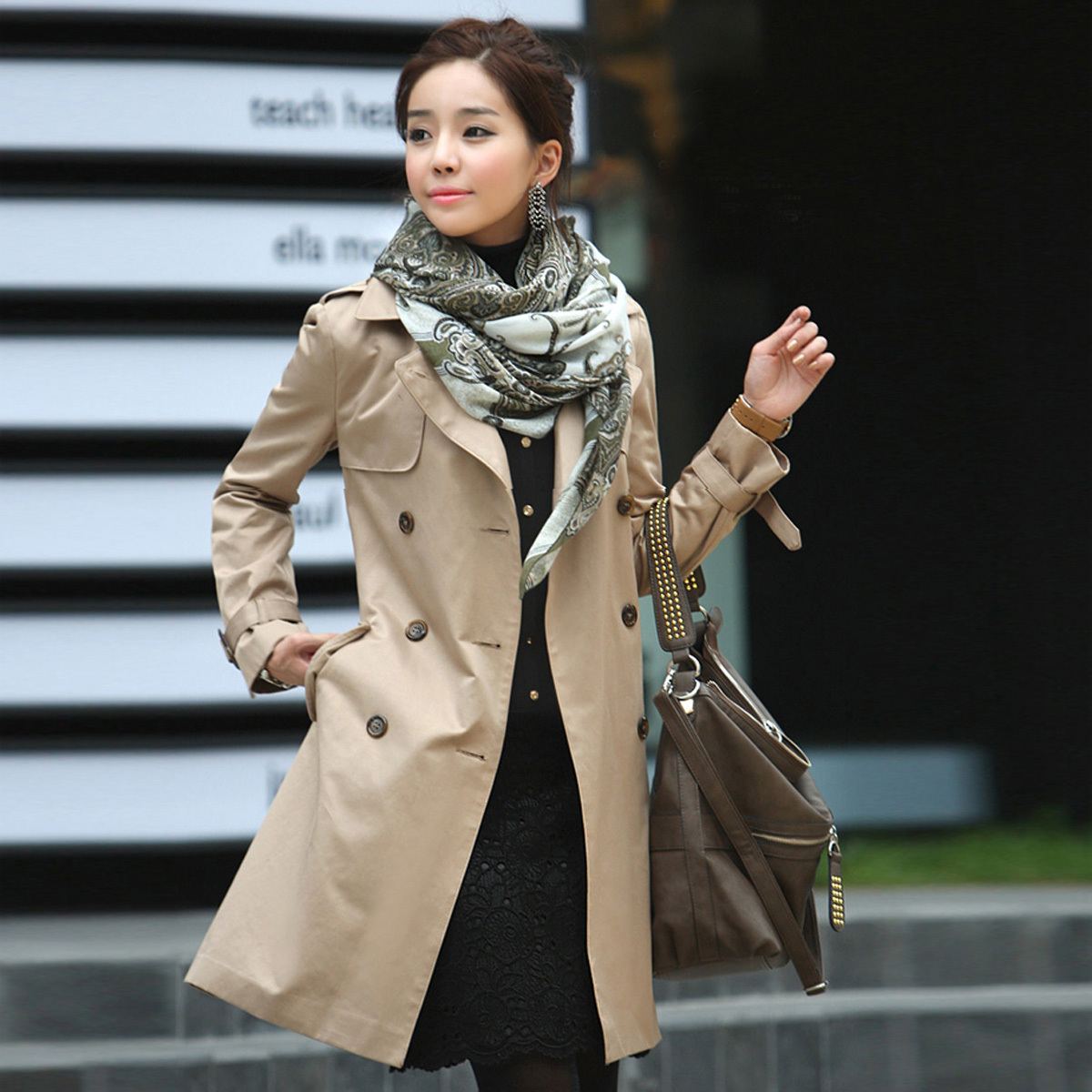 Free shipping 2012 autumn women's spring and autumn fashion outerwear female double breasted slim women's trench