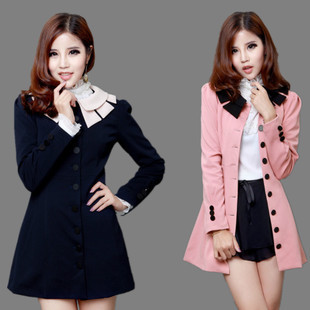Free shipping 2012 autumn women's trench female outerwear autumn and winter slim medium-long trench outerwear female top