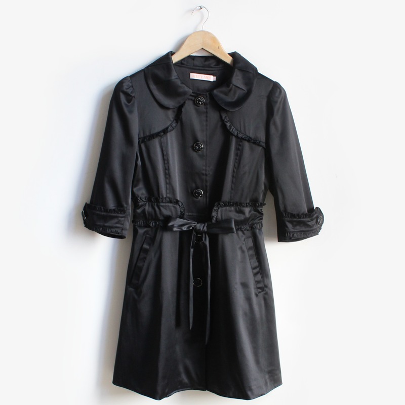 free shipping 2012 autumn women's trench female outerwear spring and autumn medium-long slim half sleeve