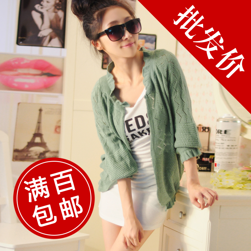free shipping 2012 autumn wool knitted wool knitted sweater cutout sweater cape women's loose sweet la-01