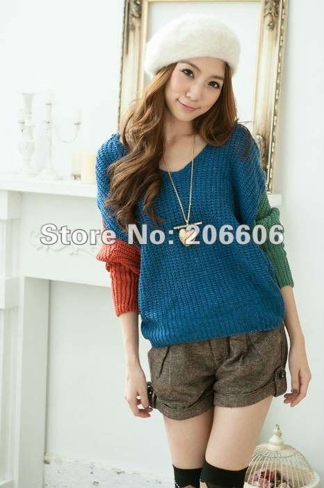 free shipping 2012 autunm winter hot batwing sleeve loose pullover sweater for women 4 colors